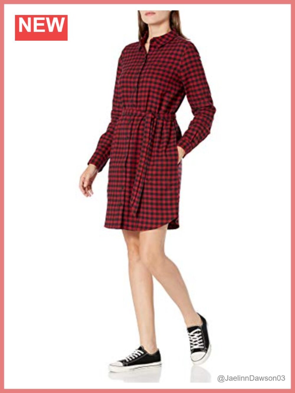 Relaxed Fit Flannel Shirt Dress 100% Cotton Long Sleeve Button Down